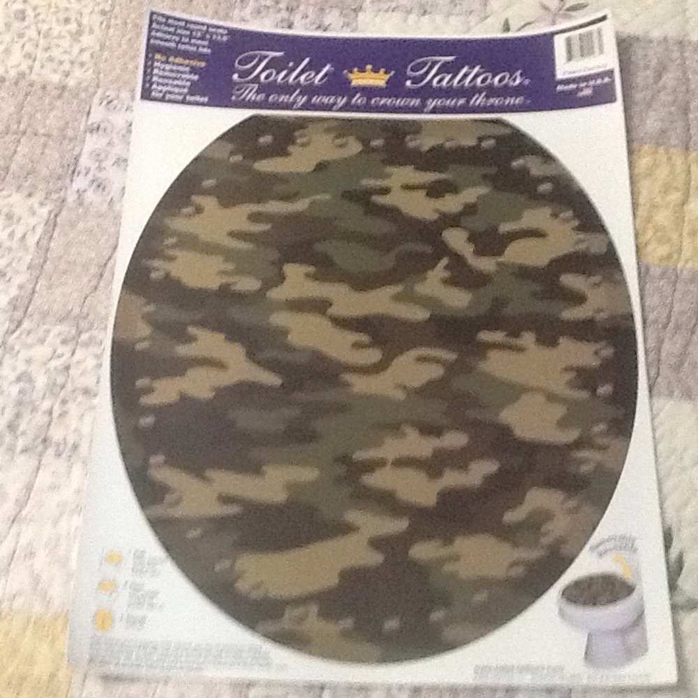 Toilet Tattoo  Lid Cover Camouflage DecorReusable